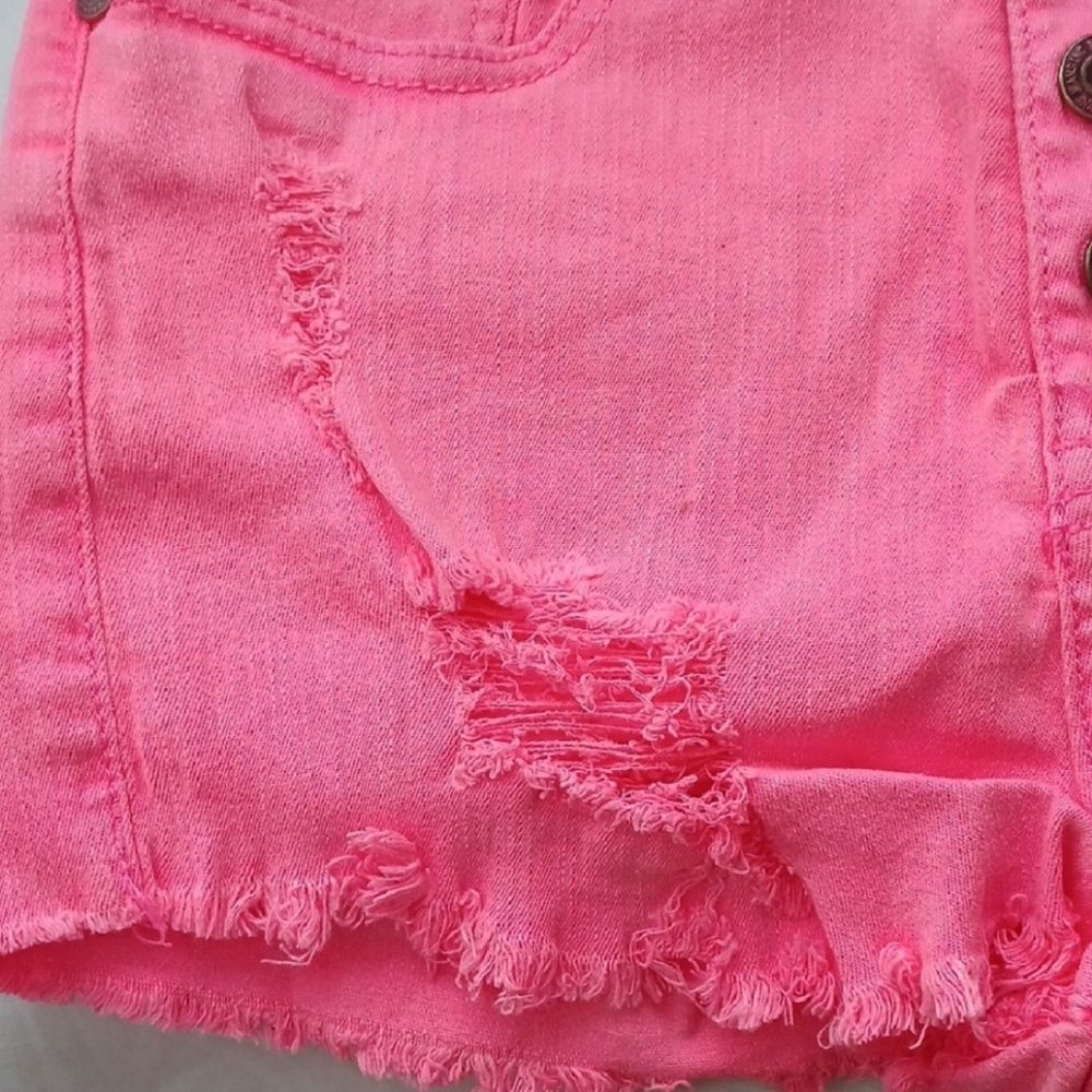 Pink Distressed Denim Shorts Machine Jeans - Picture 3 of 8